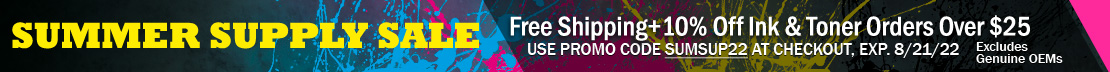 Get Free Shipping + 10% Off Compatible and Remanufactured Ink & Toner Cartridge Orders Over $25 (excludes OEMs)